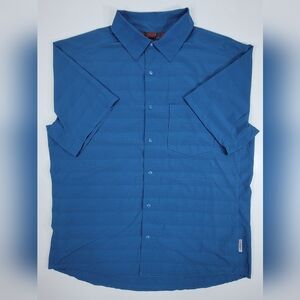 Club Ride Short Sleeve Snap Shirt Men Medium Breathable Cycling Zip Pocket Blue